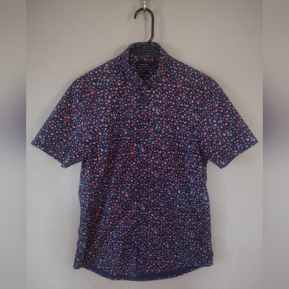 Zara Man Slim Fit Navy Blue Floral Shirt